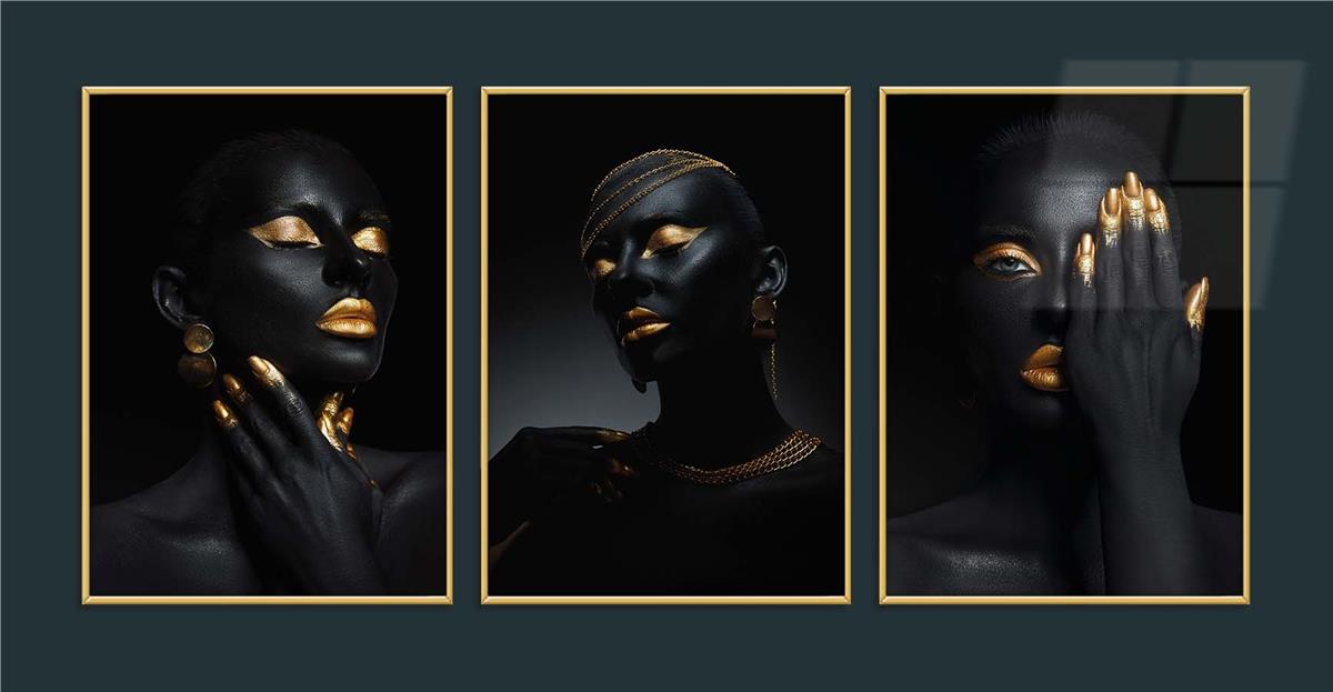 Alüminyum Çerçeveli Sanat Temalı 3lü Set MDF Tablo 0073