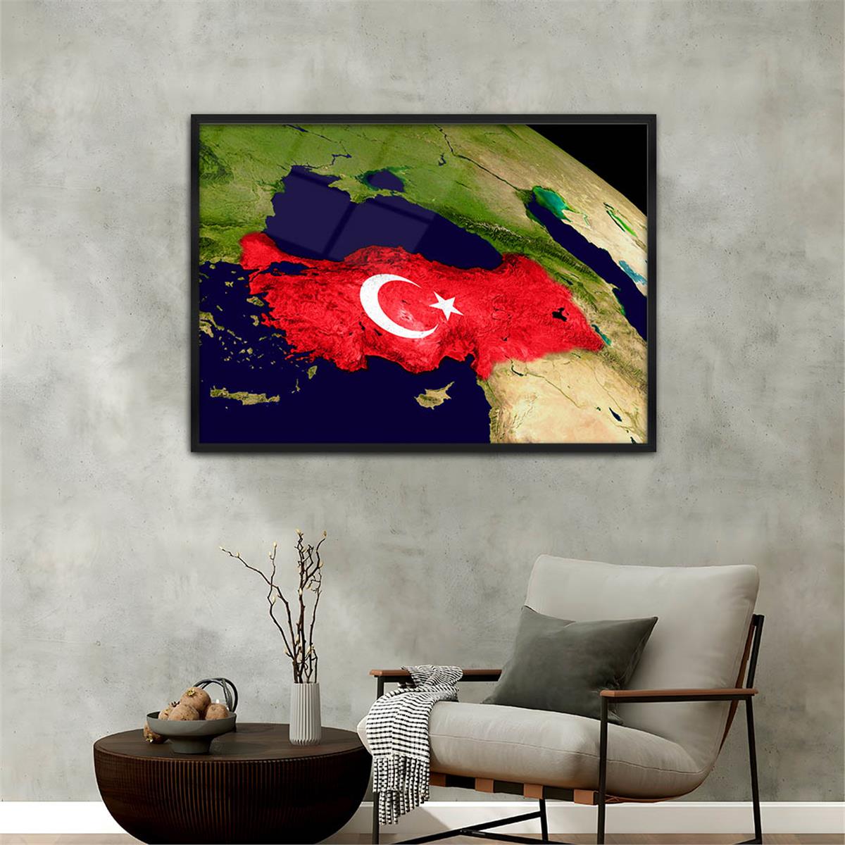 Alüminyum Çerçeveli Vatan Temalı Cam Tablo 075