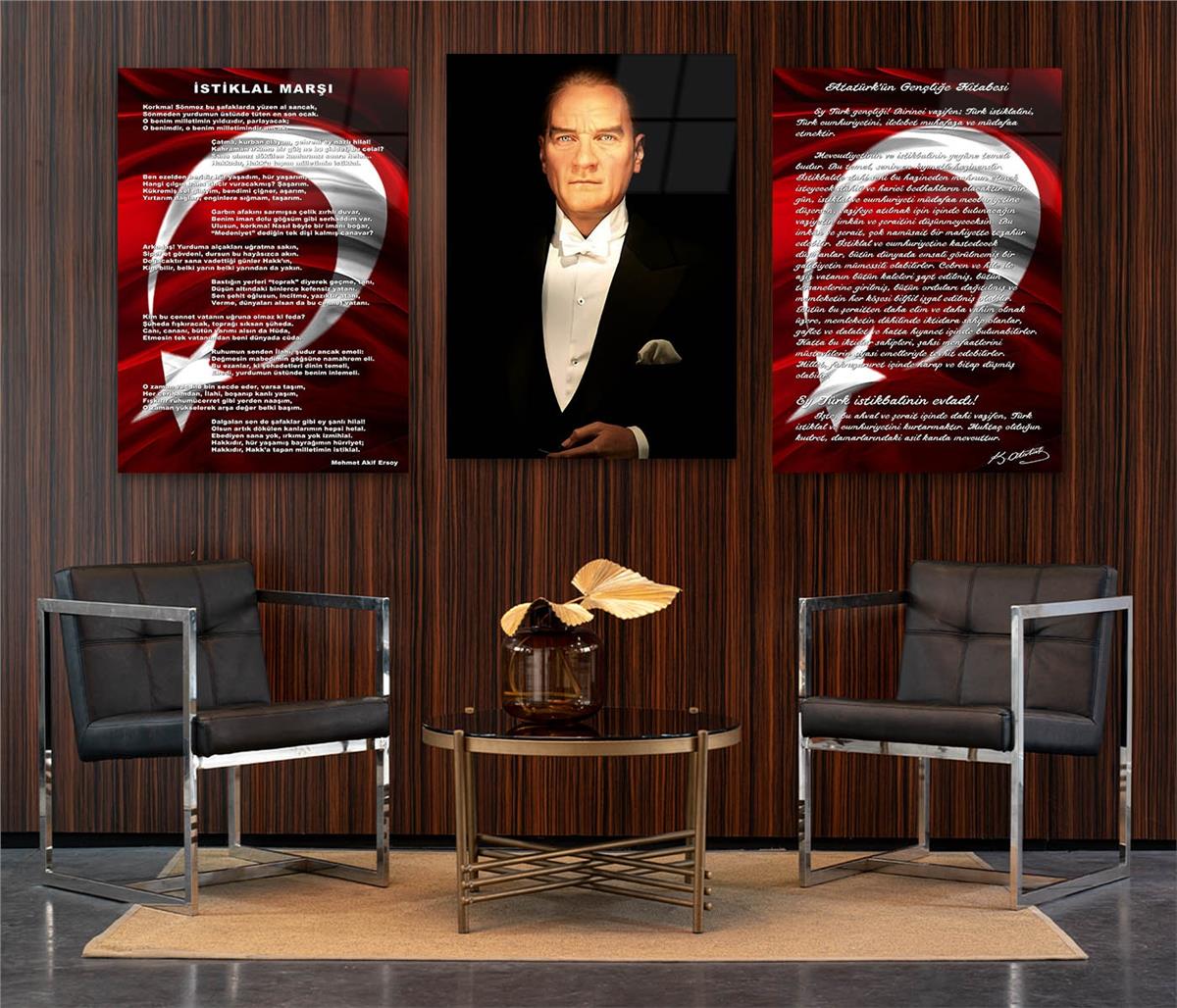  3lü Set VatanTemalı Cam Tablo 26