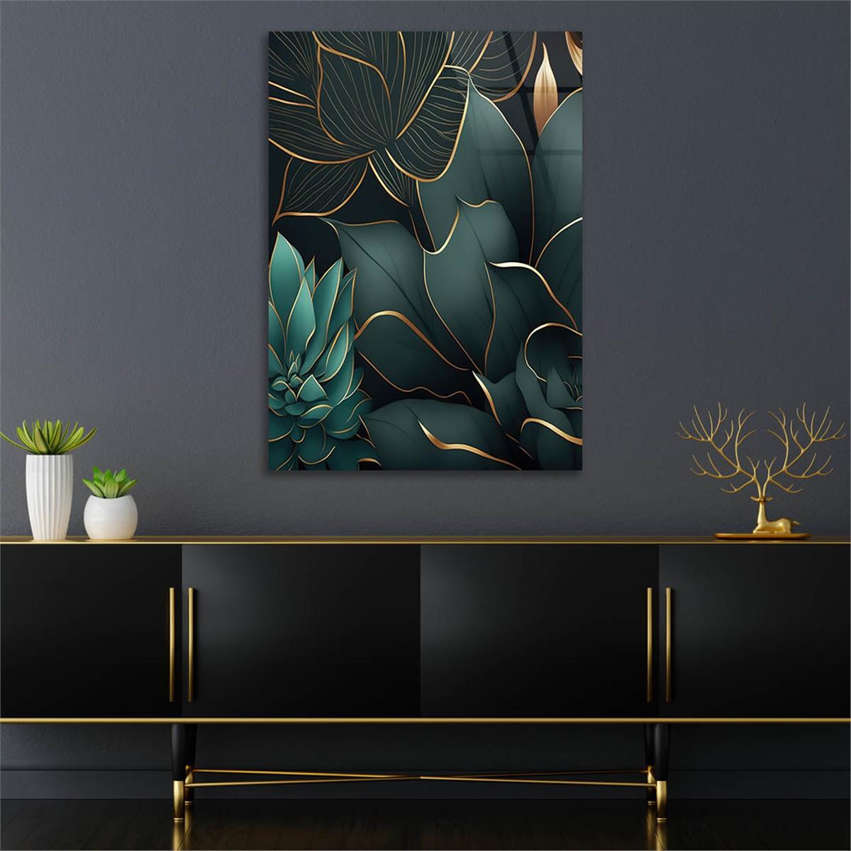 Dikey Sanat Temalı Cam Tablo 577