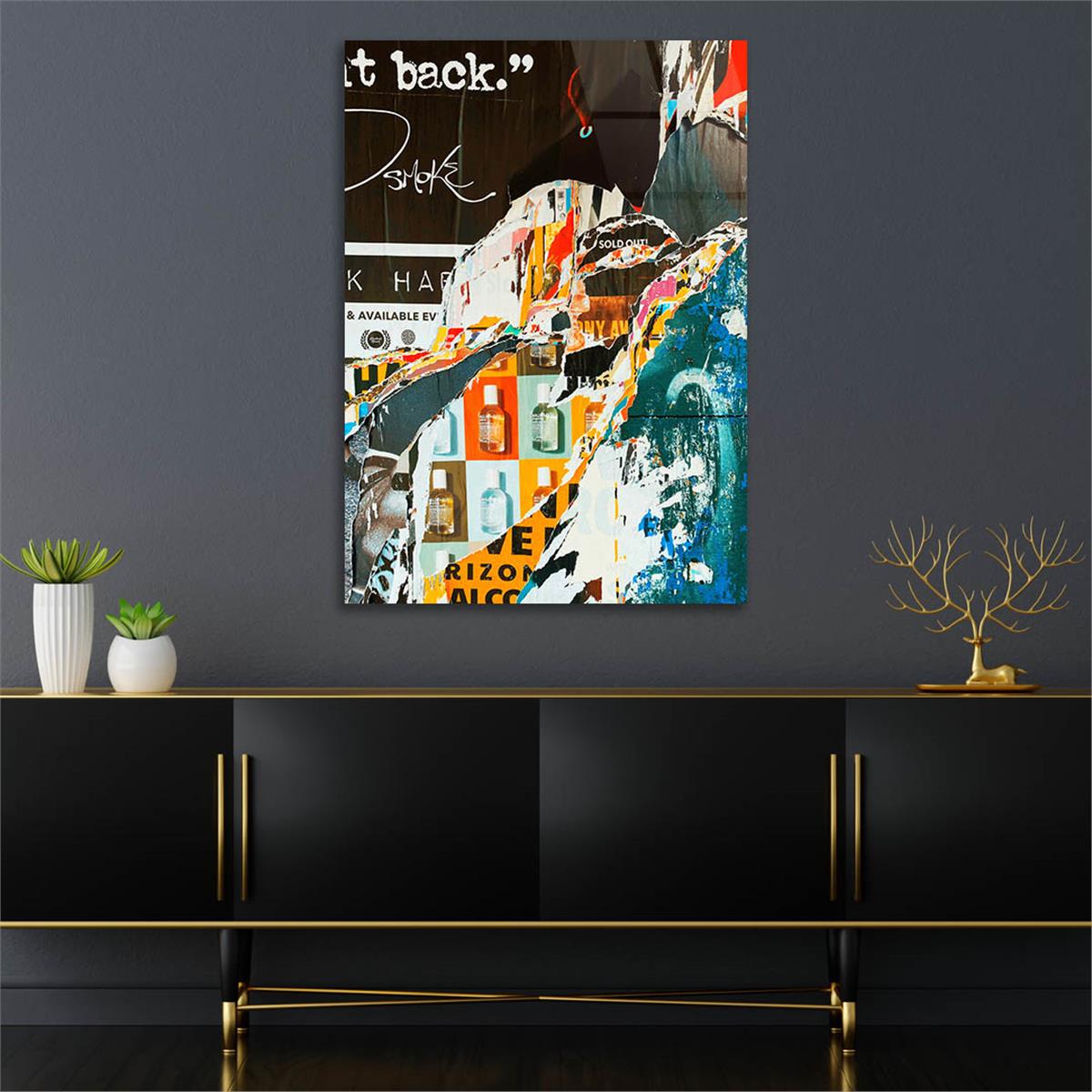 Dikey Sanat Temalı Cam Tablo 490