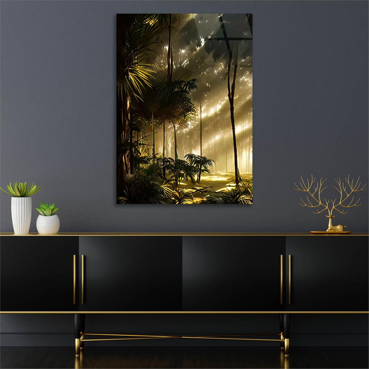 Dikey Doğa Temalı Cam Tablo 268