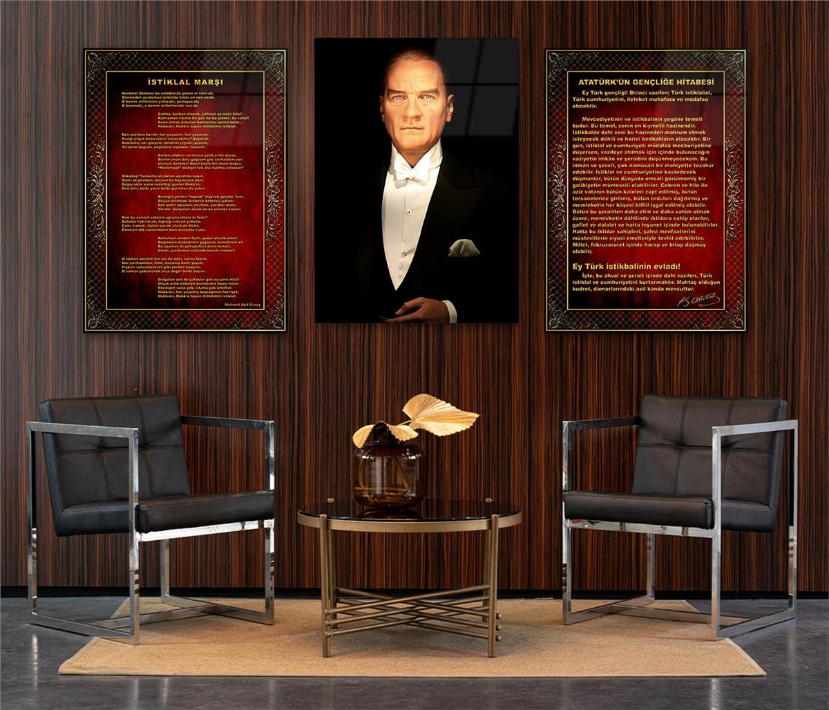  3lü Set VatanTemalı Cam Tablo 40