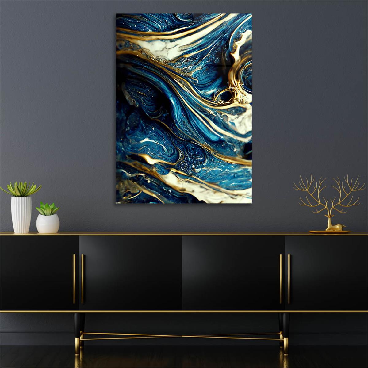 Dikey Sanat Temalı Cam Tablo 557