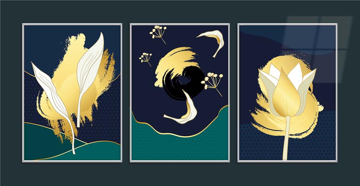 Alüminyum Çerçeveli Sanat Temalı 3lü Set MDF Tablo 0005