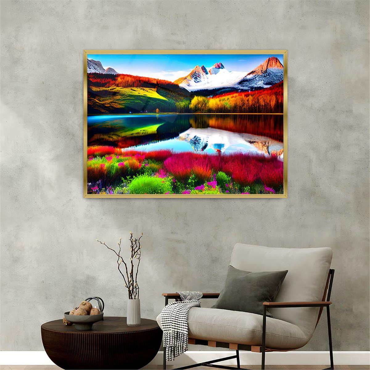 Aluminum-Framed Natured-Themed Tempered Glass Wall Art 030