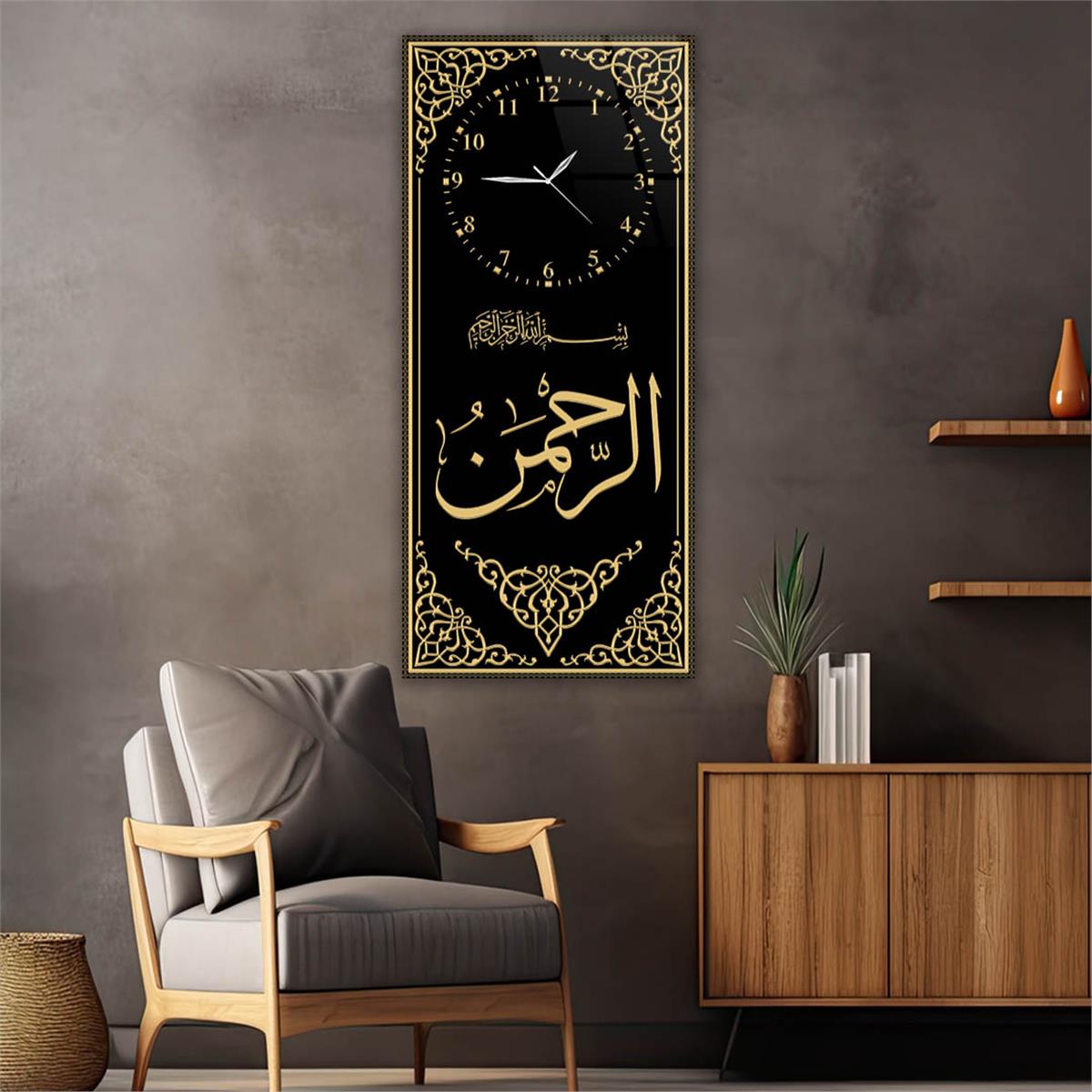 Verticale, Aan De Boven Kant Voorzien Van Een Klok, Religieus Thema Gehard Glasschilderij 016