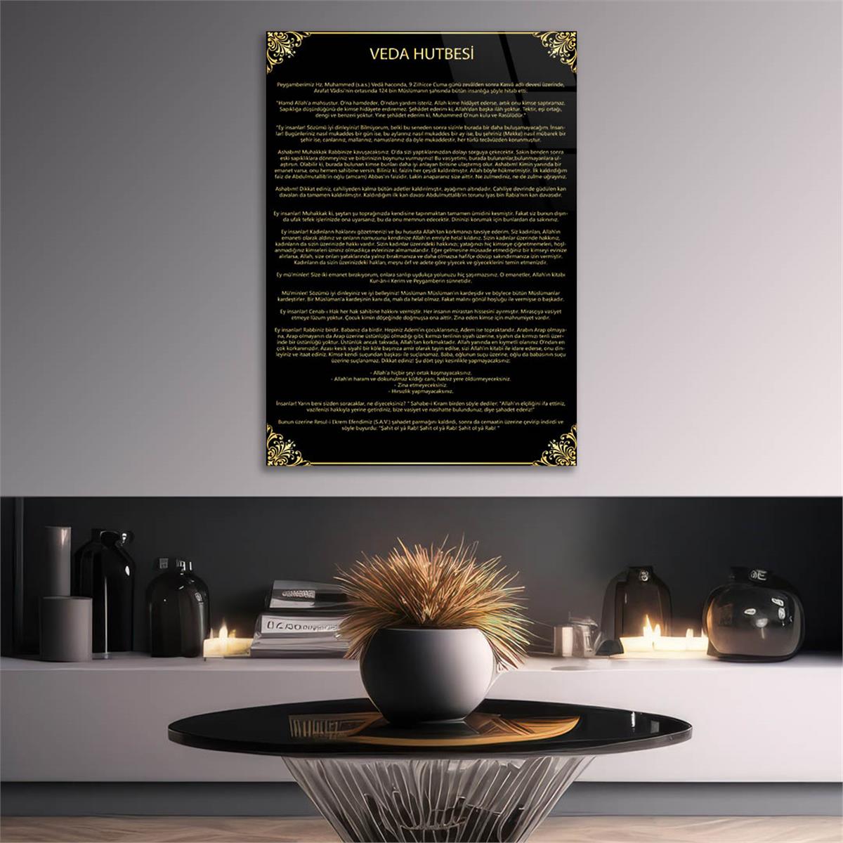 Farewell Sermon Glass Wall Art with Türkish Script