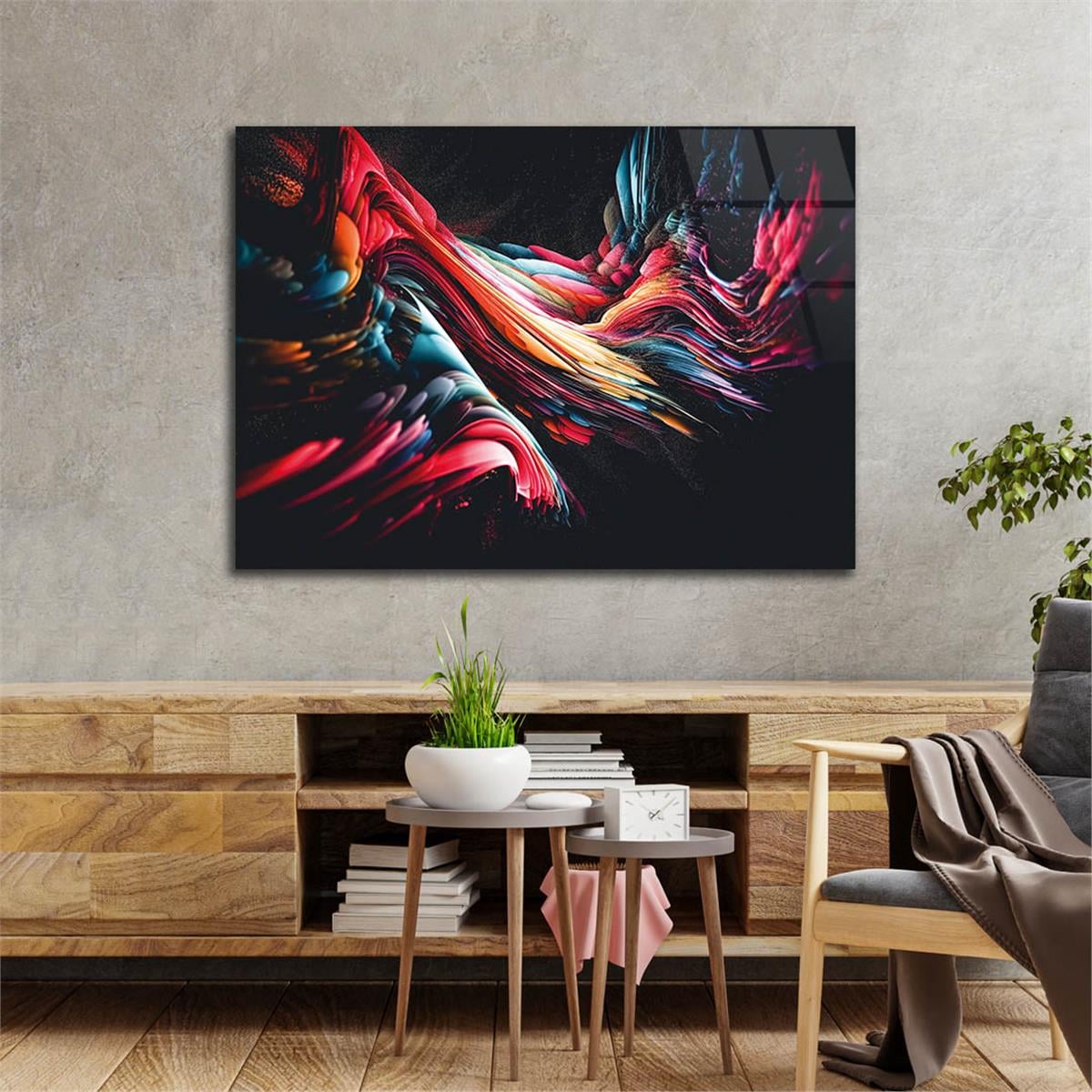 Horizontal Art-Themed Tempered Glass Wall Art 358