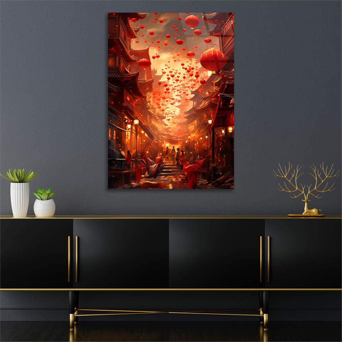 Dikey Sanat Temalı Cam Tablo 430