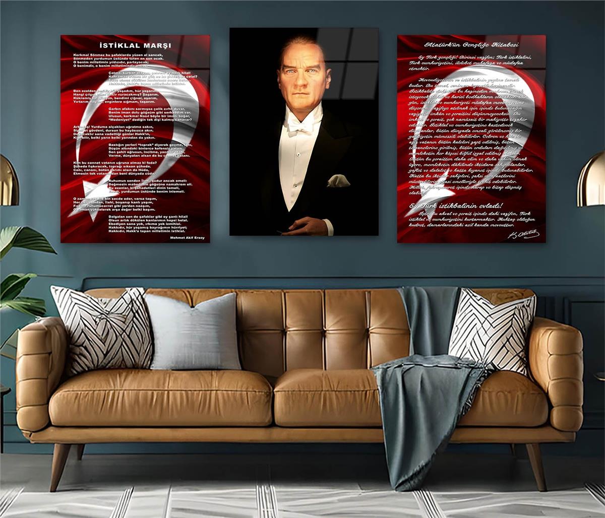  3lü Set VatanTemalı Cam Tablo 26