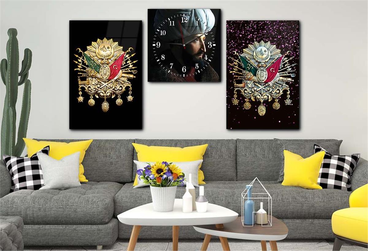 Ensemble de tableaux et dhorloge 2 pièces sur le thème de la nation