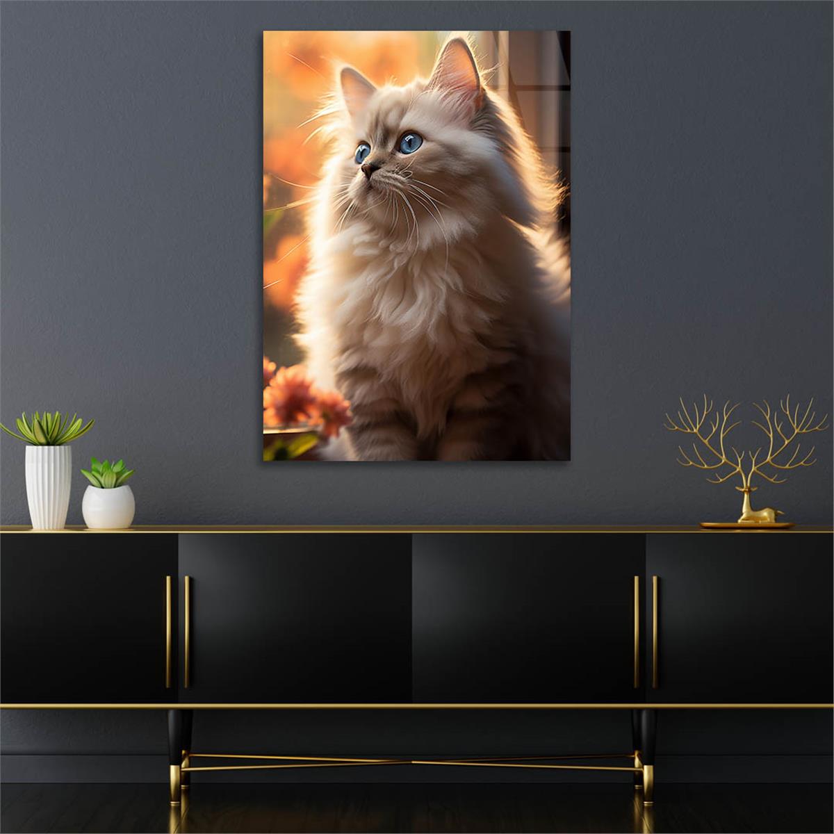 Dikey Doğa Temalı Cam Tablo 417