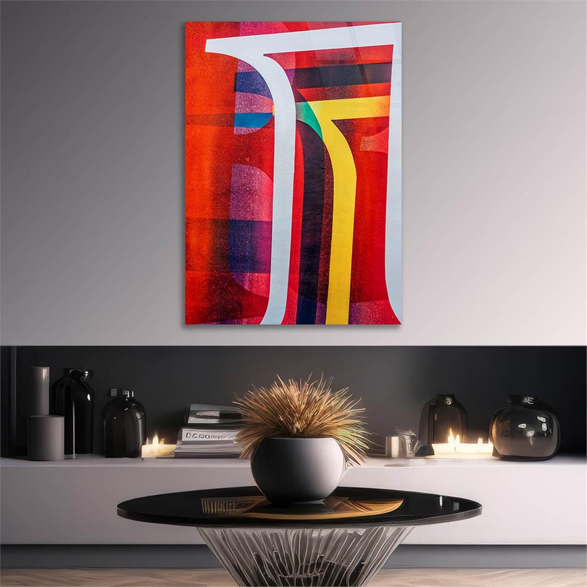 Dikey Sanat Temalı Cam Tablo 513