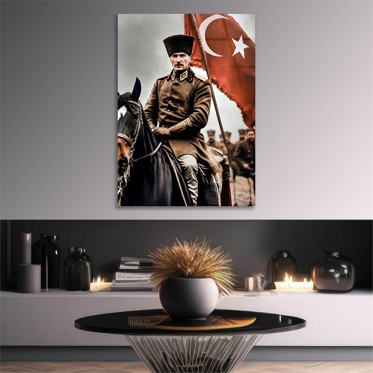 Dikey Vatan Temalı Cam Tablo 298