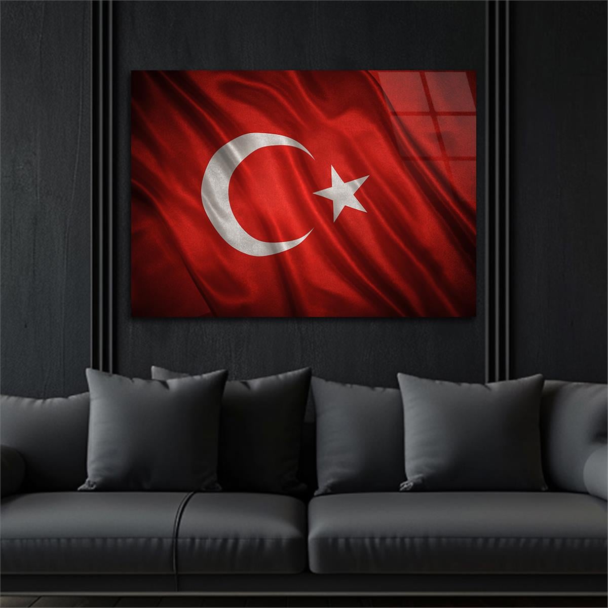 Yatay VatanTemalı Cam Tablo 116