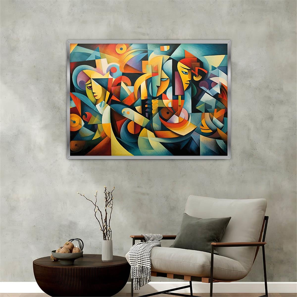 Aluminum-Framed Art-Themed Tempered Glass Wall Art 033