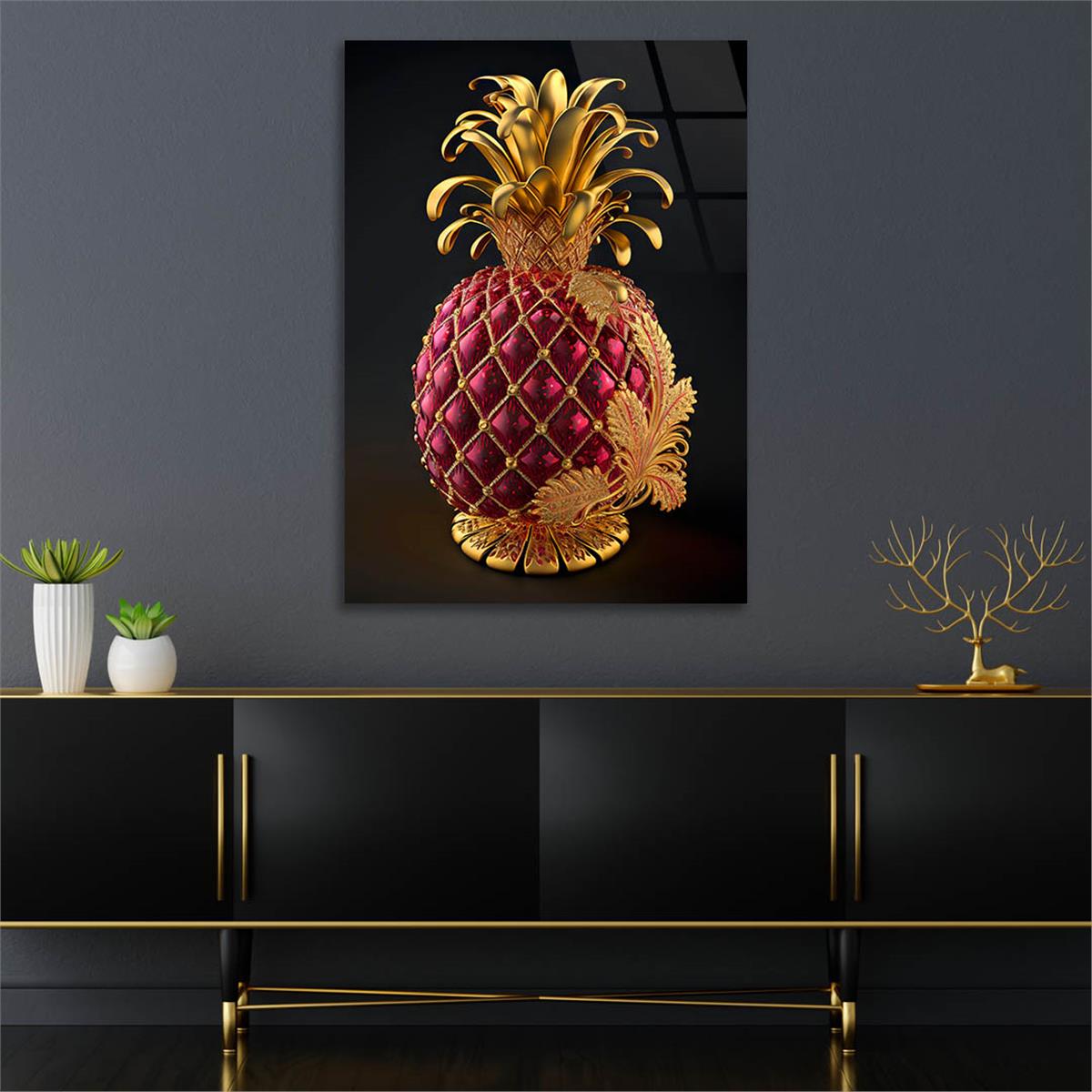 Dikey Sanat Temalı Cam Tablo 540