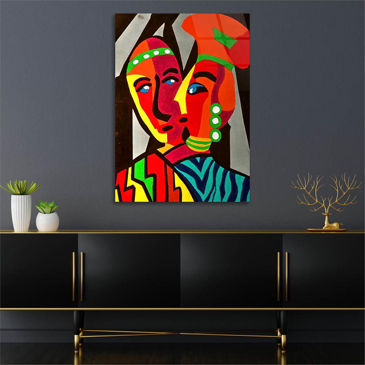 Dikey Sanat Temalı Cam Tablo 390