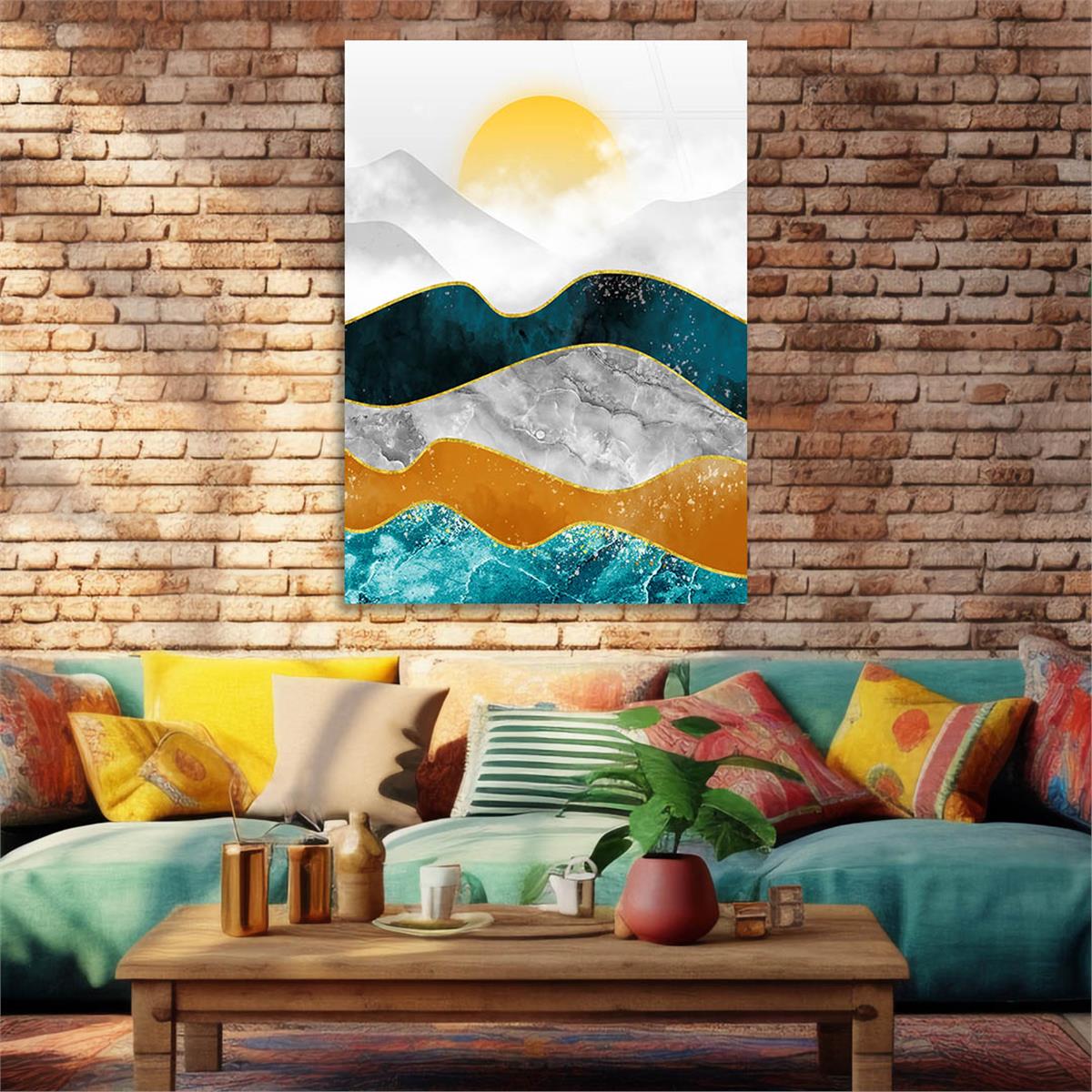 Dikey Sanat Temalı Cam Tablo 580