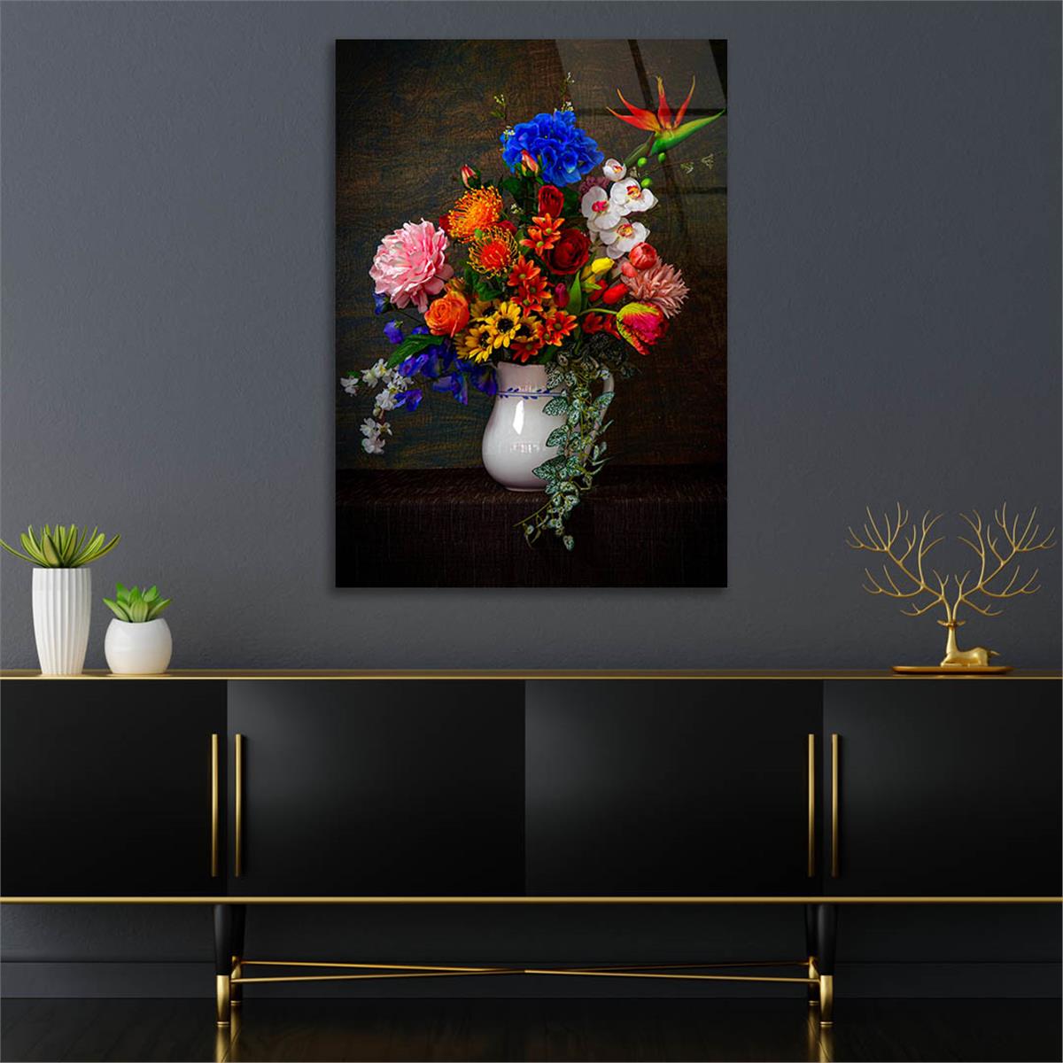 Dikey Sanat Temalı Cam Tablo 508