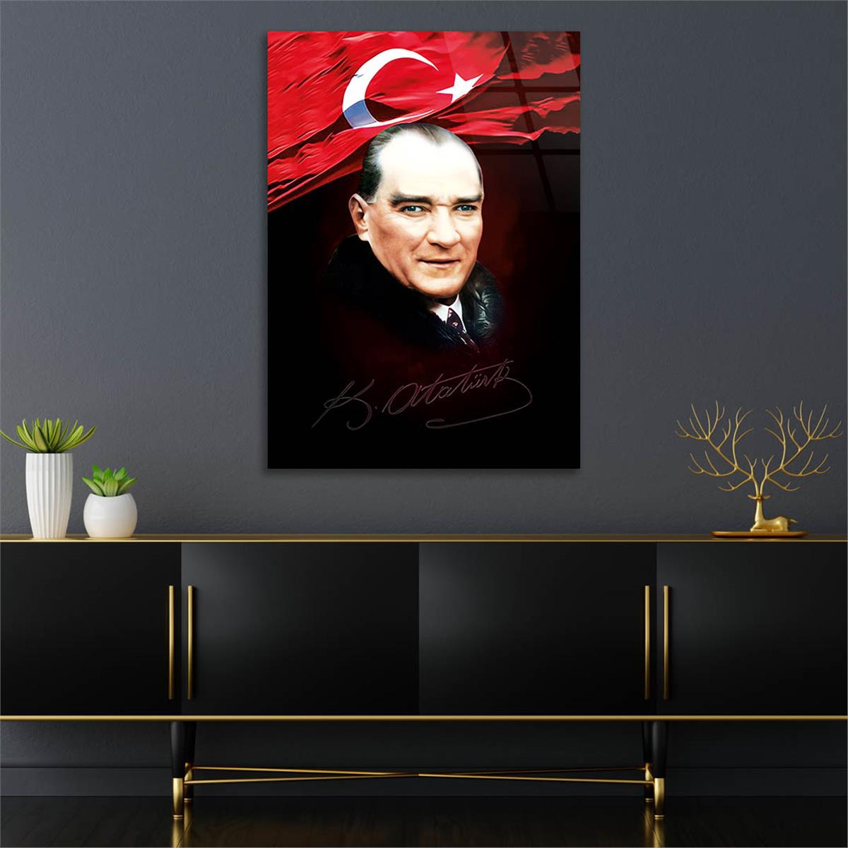 Mustafa Kemal Atatürk Gehard Glasschilderij 