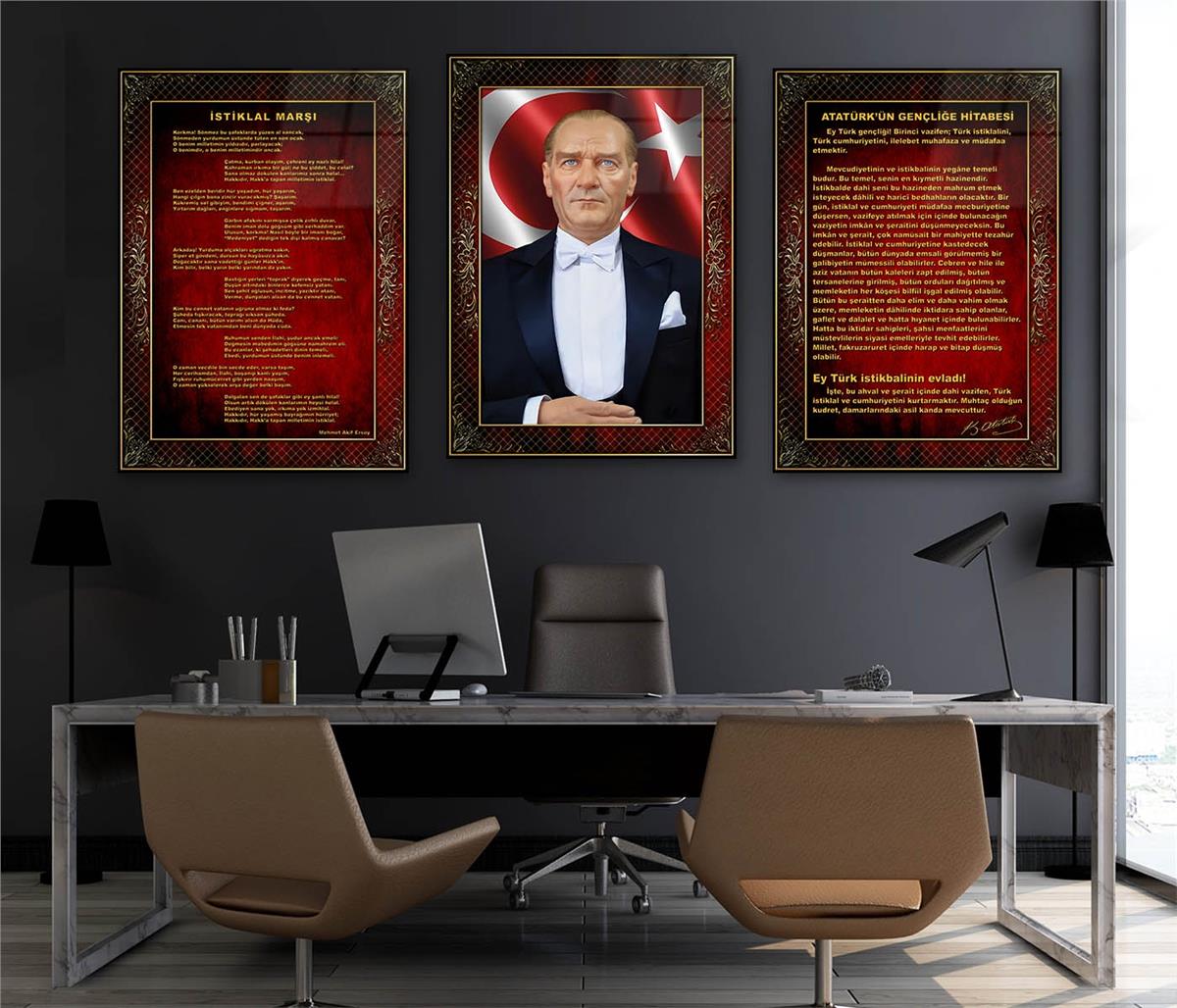  3lü Set VatanTemalı Cam Tablo 37