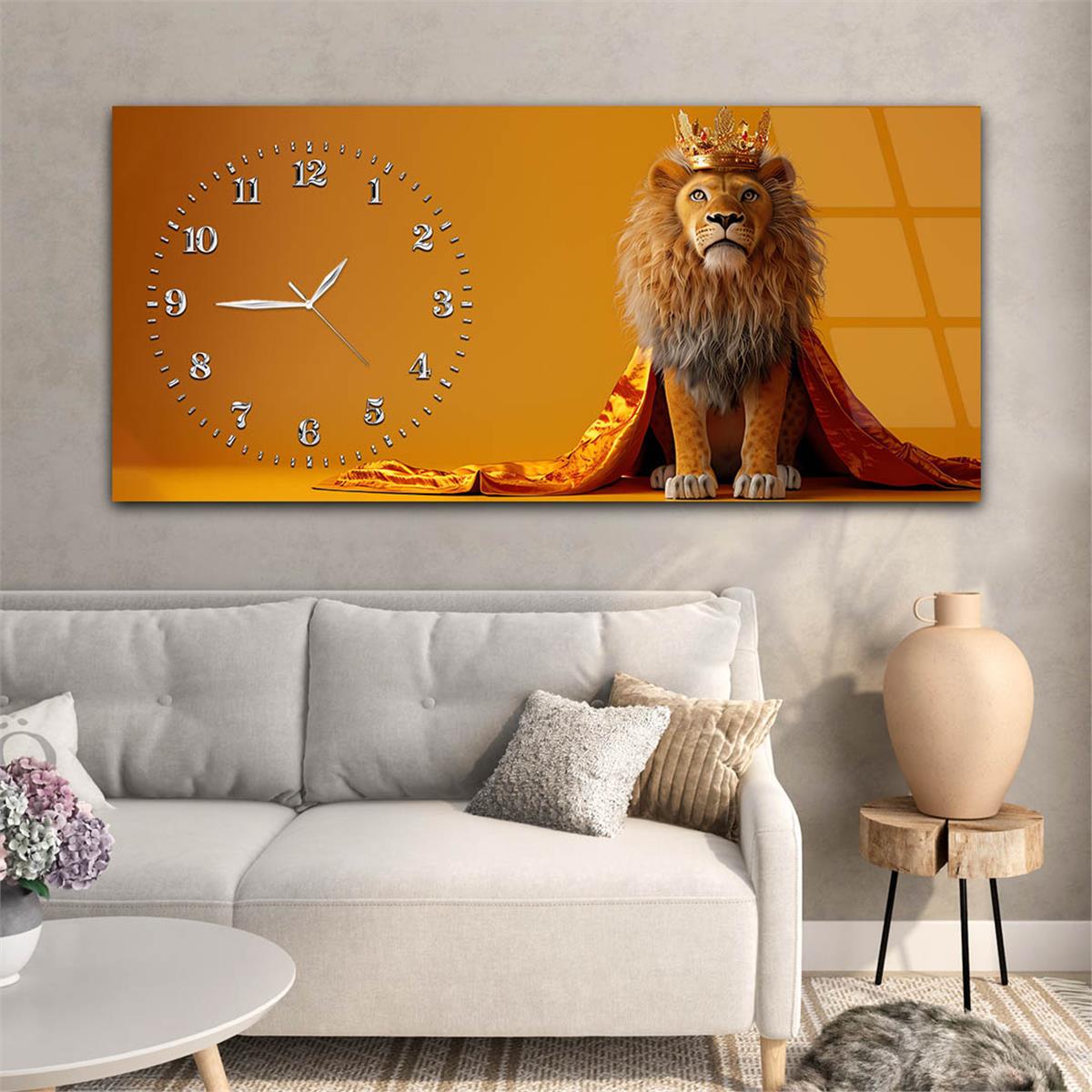 Yatay Saatli Yandan Sanat Temalı Cam Tablo 315