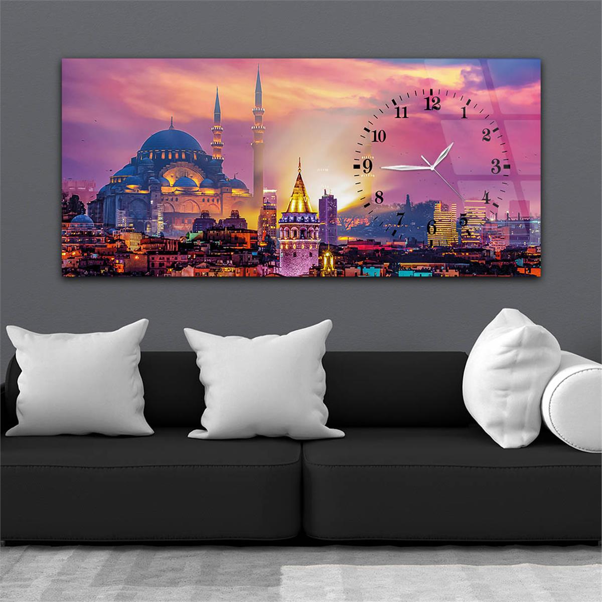 Side-Clock, Religious-Themed Horizontal Glass Wall Painting 026