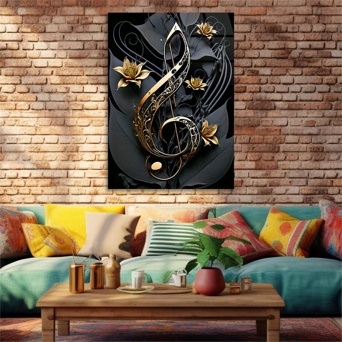 Dikey Sanat Temalı Cam Tablo 588