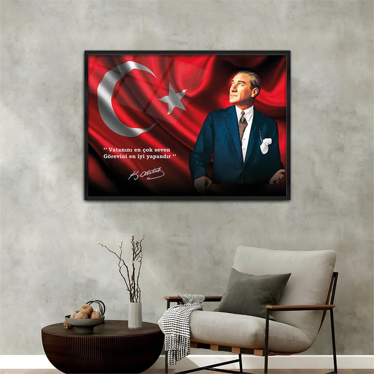 Alüminyum Çerçeveli Vatan Temalı Cam Tablo 052