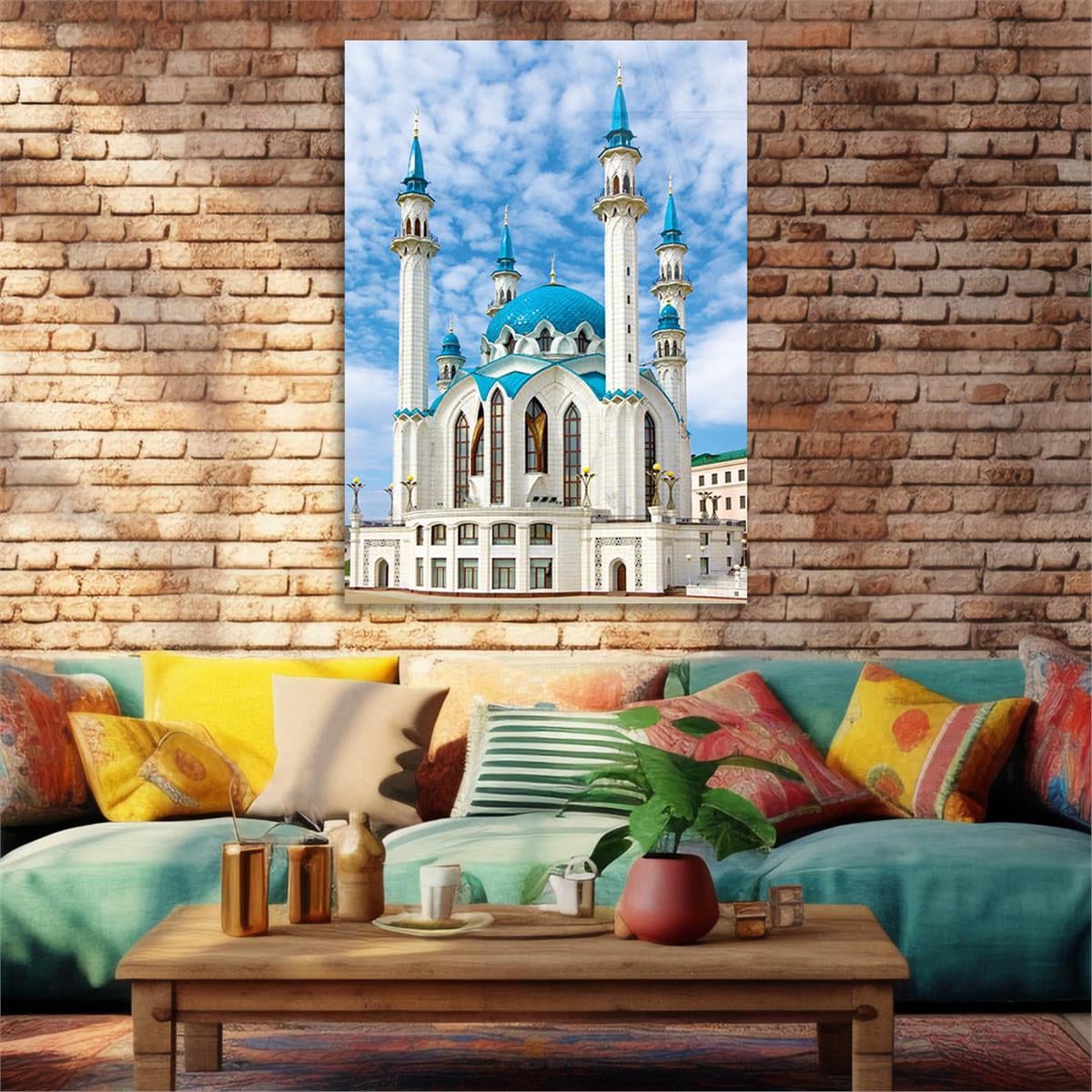 Tempered Glass Wall Art with Mosque Visual