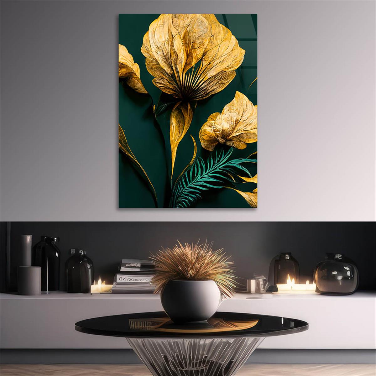 Dikey Sanat Temalı Cam Tablo 462