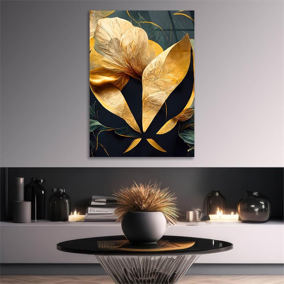 Dikey Sanat Temalı Cam Tablo 387