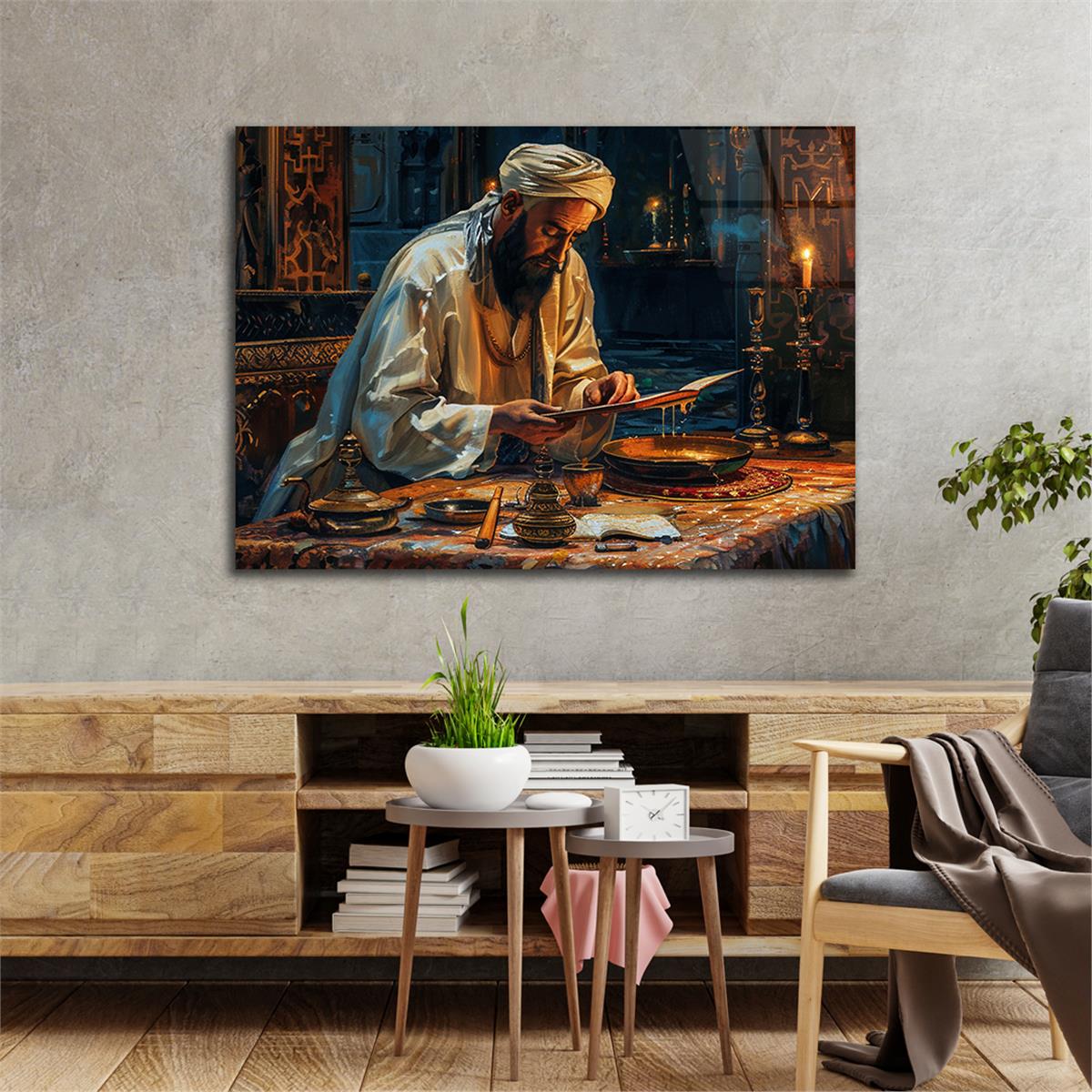 Yatay Dini Temalı Cam Tablo 213