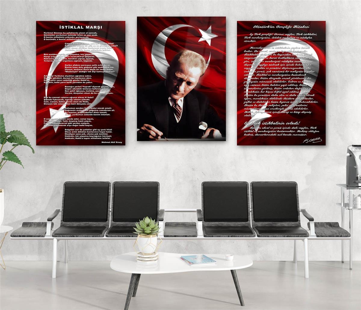  3lü Set VatanTemalı Cam Tablo 28