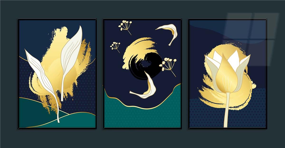 Alüminyum Çerçeveli Sanat Temalı 3lü Set MDF Tablo 0005