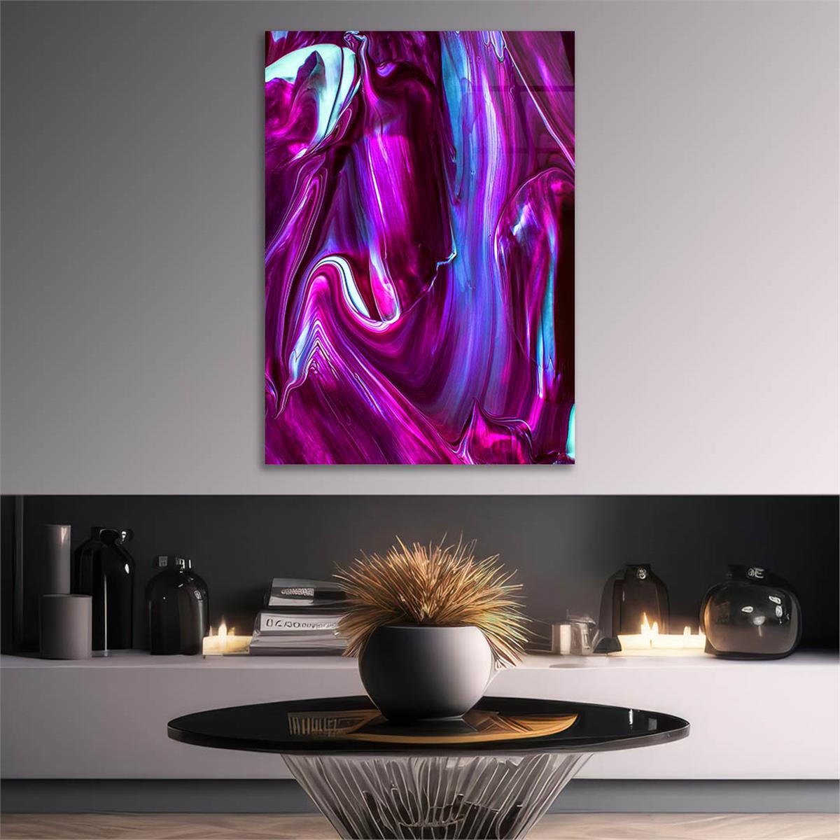 Dikey Sanat Temalı Cam Tablo 509