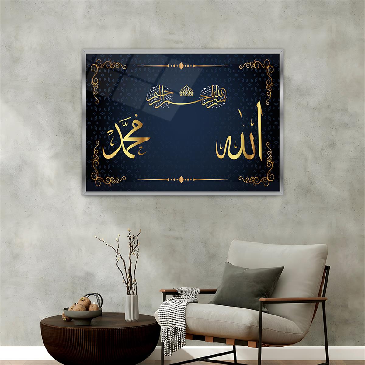 Tableau en verre à thème religieux avec cadre en aluminium  028