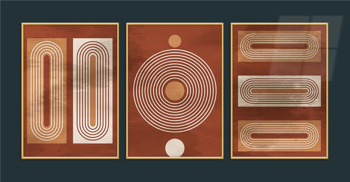 Alüminyum Çerçeveli Sanat Temalı 3lü Set MDF Tablo 0053