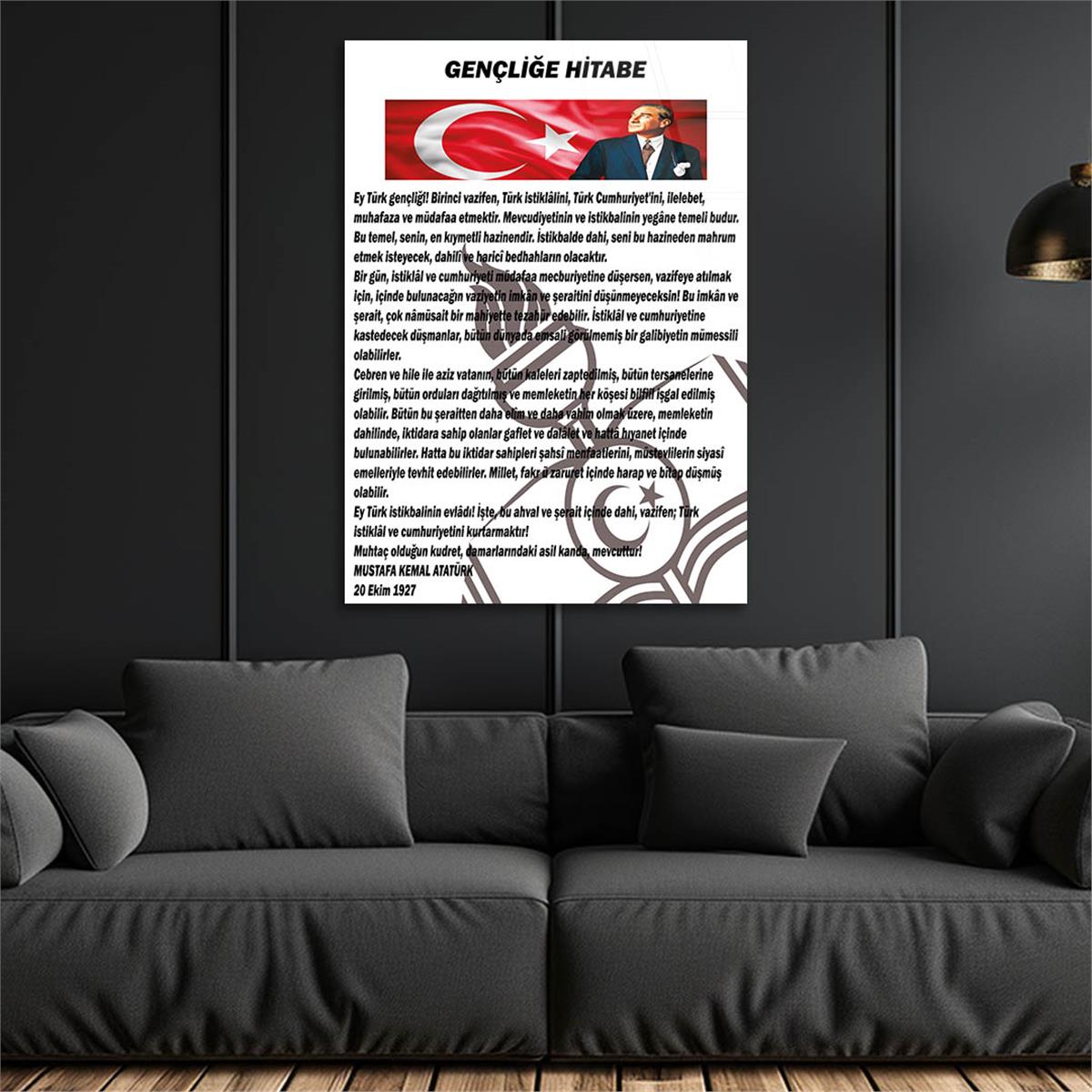 Atatürks adres tot de Turkse jeugd Glasschilderij