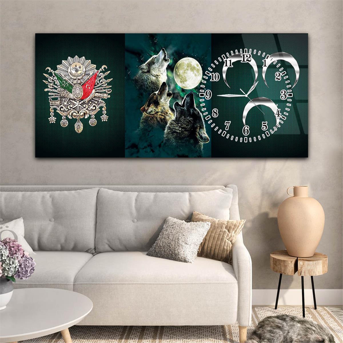Side-Clock, Homeland-Themed Horizontal Glass Wall Painting 009