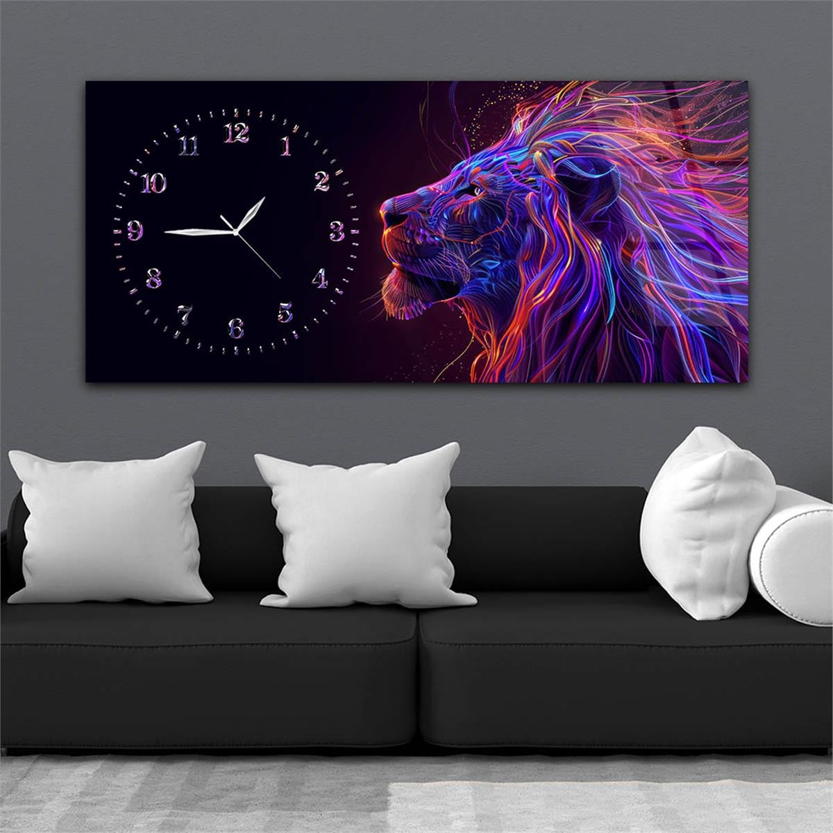 Yatay Saatli Yandan Sanat Temalı Cam Tablo 285