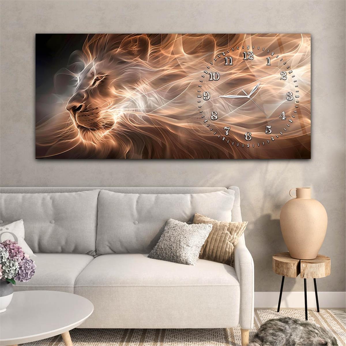 Yatay Saatli Yandan Sanat Temalı Cam Tablo 283