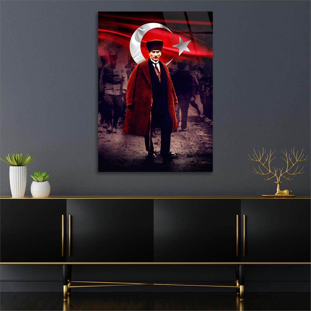 Dikey Vatan Temalı Cam Tablo 297