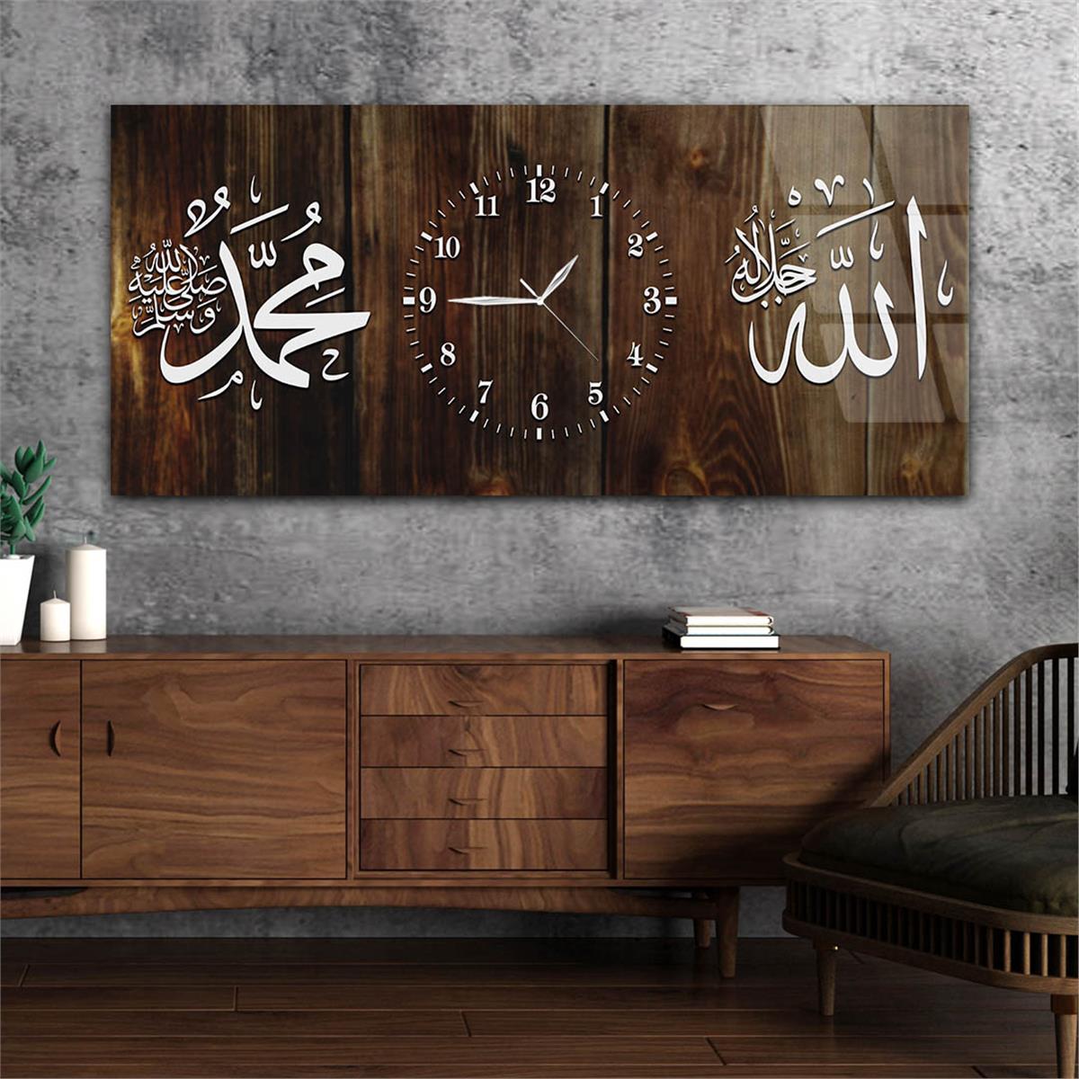 Horizontaal, in Het Midden Voorzien Van Een Klok, Religieus Thema Gehard Glasschilderij 066