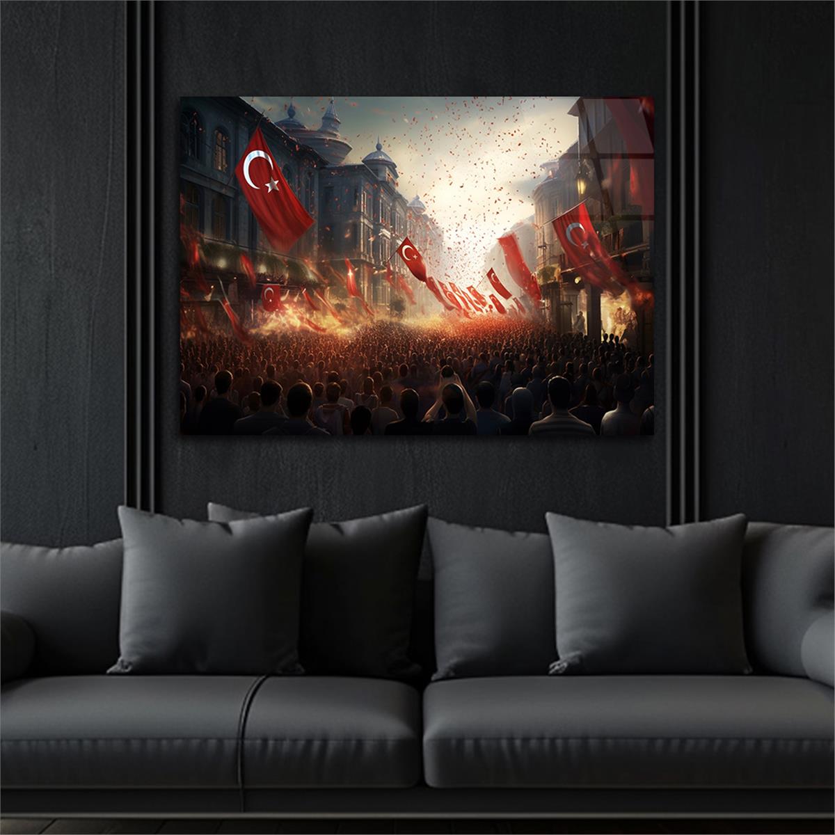 Yatay VatanTemalı Cam Tablo 110