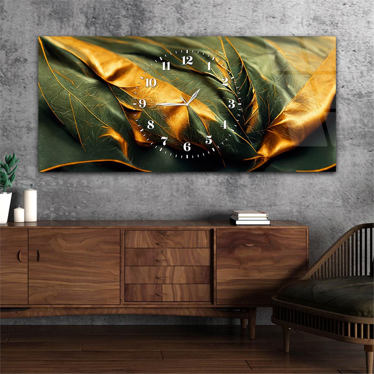 Yatay Saatli Ortadan Sanat Temalı Cam Tablo136