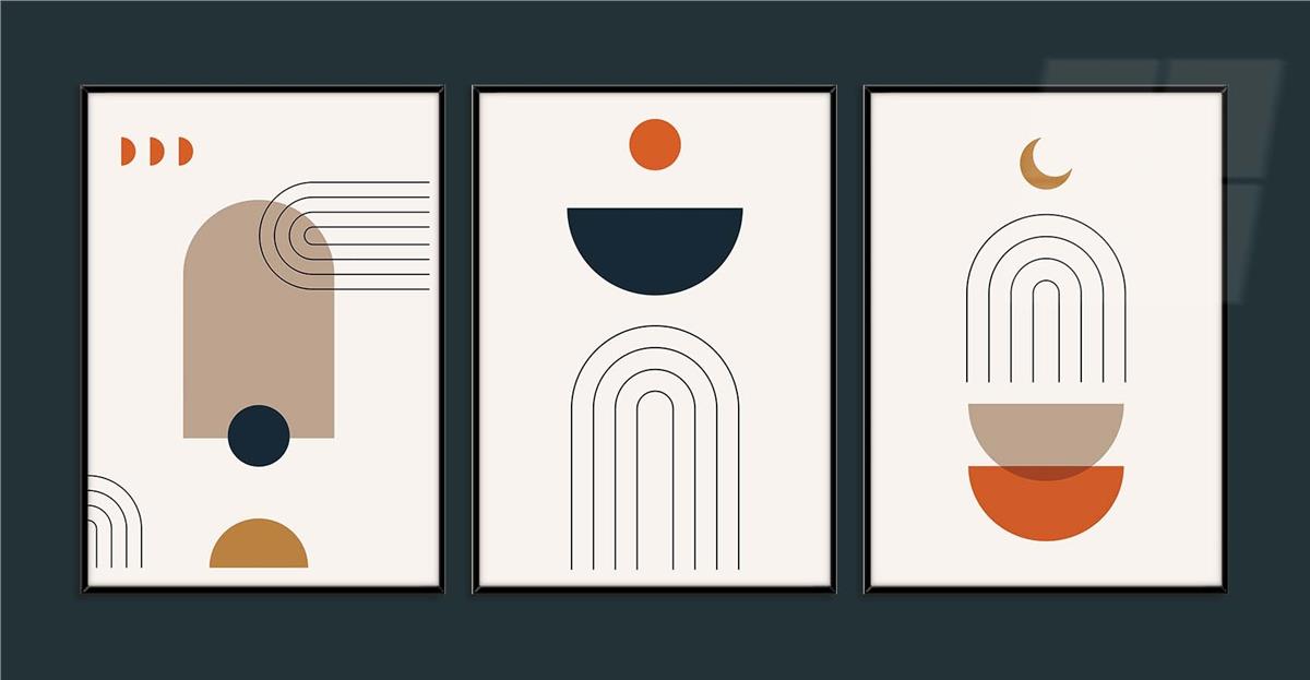 Alüminyum Çerçeveli Sanat Temalı 3lü Set MDF Tablo 0001