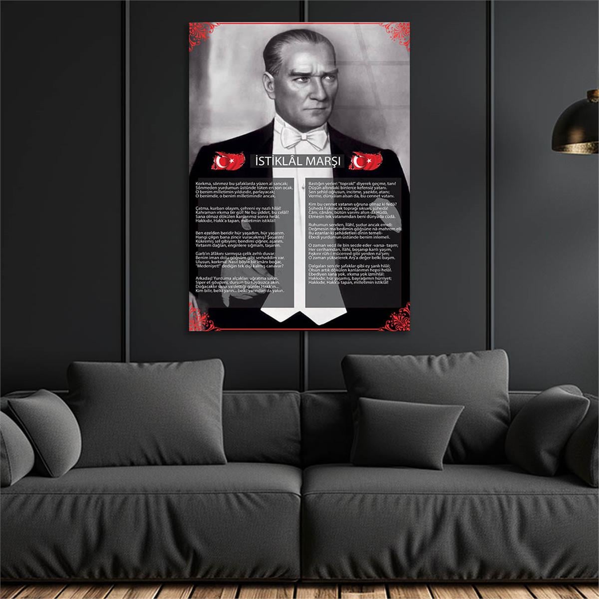 Turkish National Anthem Tempered Glass Wall Art 